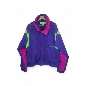 VTG Retro 80's-90's Obermeyer Sport Ski Coat Color Block Spellout Jacket Coat